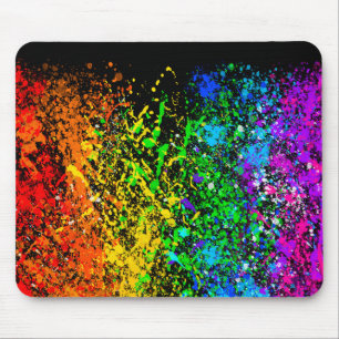 Zwarte Regenboog Kleur Verf Spatten Kleurrijk Muismat