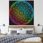 Zwarte Regenboog Mandala Canvas Afdruk (Insitu (Slaapkamer))