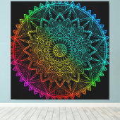 Zwarte Regenboog Mandala Canvas Afdruk (Insitu (Houten vloer))