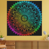 Zwarte Regenboog Mandala Canvas Afdruk (Insitu (Woonkamer))