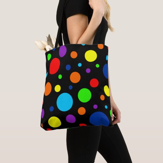 Zwarte regenboog vlekken Canvas tas (Dichtbij)