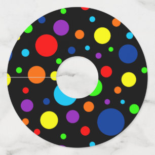 Zwarte Regenboog Vlekken Papier Wijnglas Labels