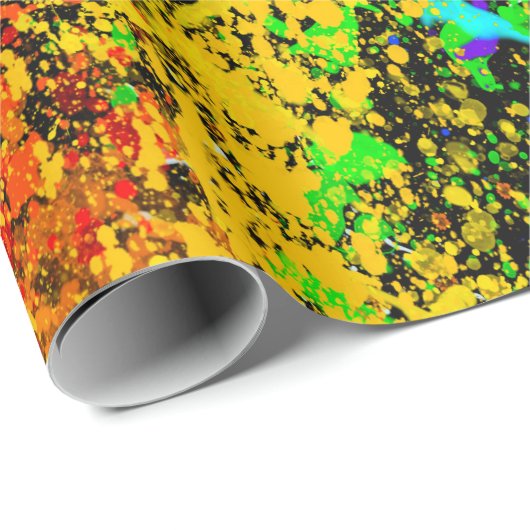 Zwarte regenboogkleur Verf Splatter Kleurig Cadeaupapier (Rol Hoek)