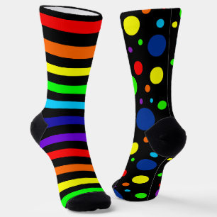 Zwarte regenboogspots/Stripes Crew Socks Sokken