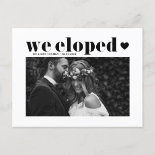 Zwarte Retro Bold Typografie Trouw Elopement Briefkaart