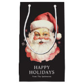Zwarte  Retro Kerstman Kerst Klein Cadeauzakje (Voorkant)