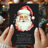 Zwarte  Retro Kerstman Kerstfeest Kaart