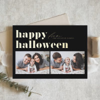 Zwarte Retro Typografie Happy Halloween Two Foto