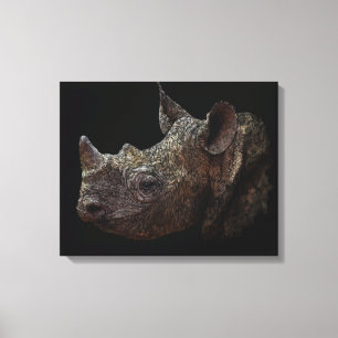 Zwarte Rhino Canvas Afdruk