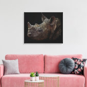 Zwarte Rhino Canvas Afdruk (Insitu (Woonkamer))