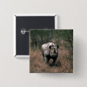 Zwarte Rhino Vierkante Button 5,1 Cm (Voorkant /achterkant)
