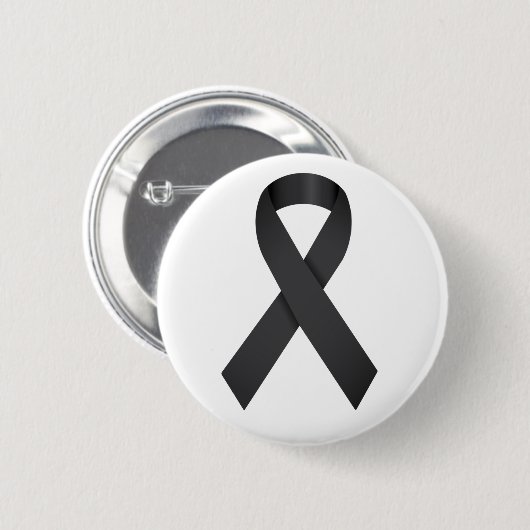 Zwarte Ribbon Mourning Ronde Button 5,7 Cm (Voorkant /achterkant)