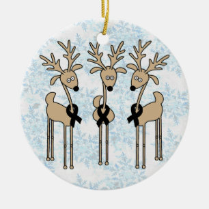 Zwarte Ribbon Reindeer Keramisch Ornament