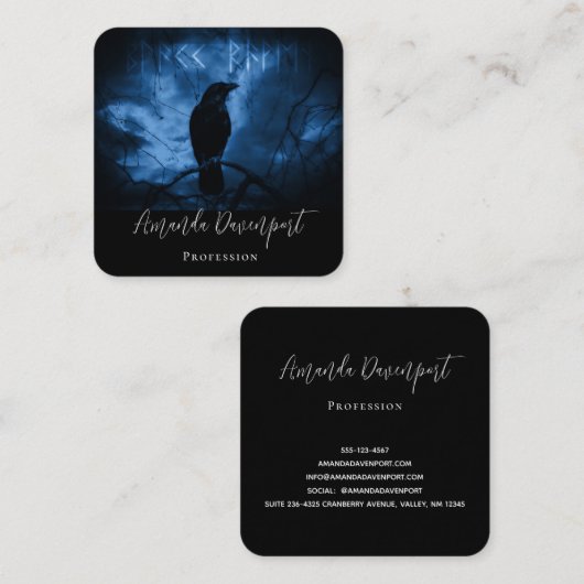 Zwarte rij met draaiende donkere Gothic stijl Vierkante Visitekaartje (Voorkant / Achterkant)