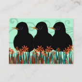 Zwarte Robins op een rij - Gepersonaliseerd Visitekaartje (Achterkant)