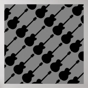 zwarte rockgitaarpatroon poster