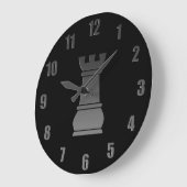 Zwarte rockschaakstuk grote klok (Hoek)