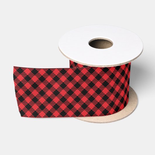 Zwarte Rode Buffel Geruit Plaid Lint (Spoel)