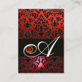 ZWARTE RODE DAMASKMONOGRAM, Ruby Gemstone Visitekaartje (Achterkant)