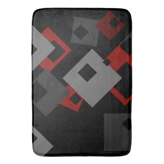 Zwarte rode en grijze geometrisch badmat (Voorkant Verticaal)