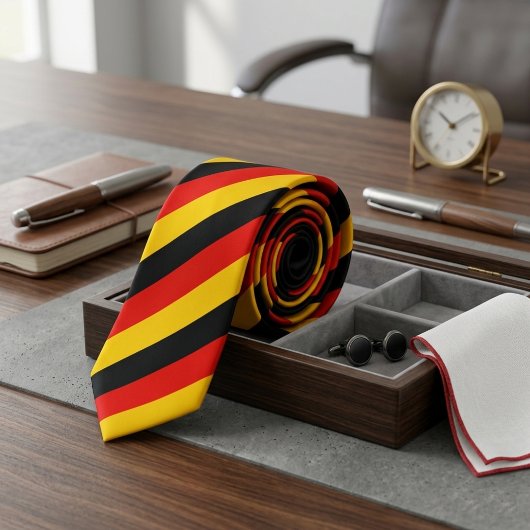 Zwarte Rode Gele Combinatie Stropdas
