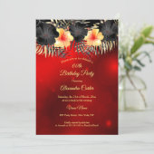 Zwarte Rode gele Hibiscus Tropische Florence Party Kaart (Staand voorkant)