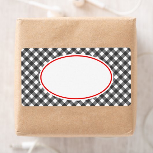  zwarte rode Gingham Kitchen Gift Label Labels (Insitu)