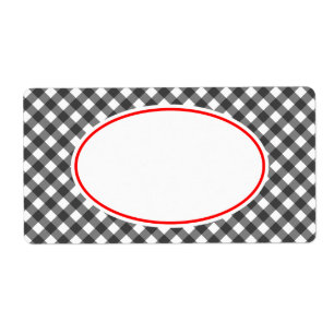  zwarte rode Gingham Kitchen Gift Label Labels