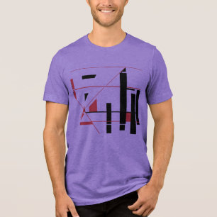 Zwarte Rode Lijnen Vormen Geometrische MCM-geïnspi Tri-Blend Shirt