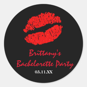 Zwarte & Rode Lippen Kus Feest Favor Sticker