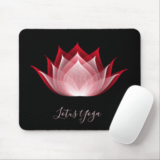 Zwarte Rode Lotus Moire Tekening Bloem Grafische Y Muismat