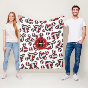 zwarte rode meisjes volleybalteam kleuren monogram fleece deken