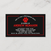 Zwarte & Rode Pawprint Mini Afstuderen Uitnodiging (Voorkant)