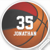 zwarte rode ploeg , jongens basketbal sticker (Voorkant)