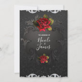 Zwarte rode rozen bruiloft kaart (Voorkant)