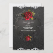 Zwarte rode rozen bruiloft kaart (Achterkant)