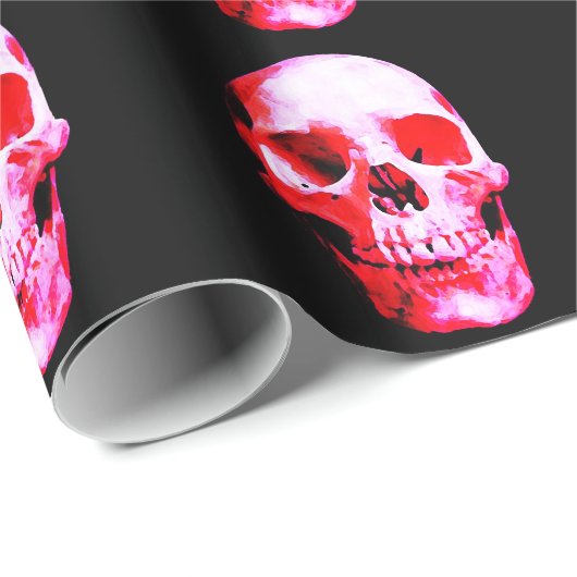 Zwarte & Rode Schedel Kerstmis Cadeaupapier (Rol Hoek)