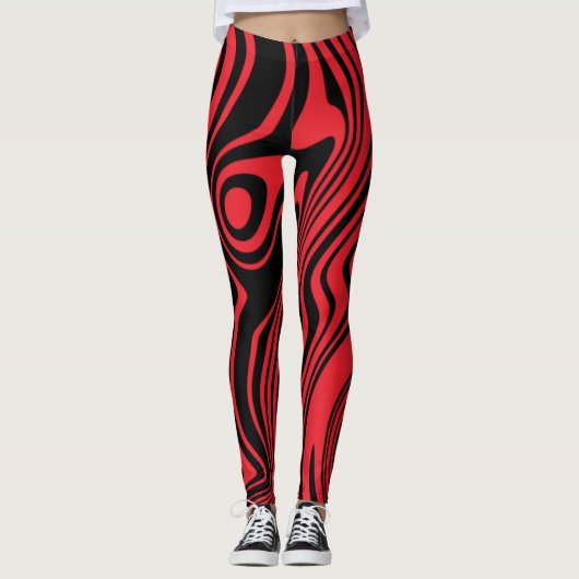 Zwarte rode streep Leggings - Kies kleur (Voorkant)