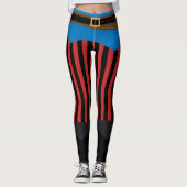 Zwarte rode, verticale streep piratengordel Hallow Leggings (Voorkant)