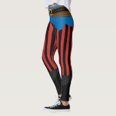Zwarte rode, verticale streep piratengordel Hallow Leggings (Links)