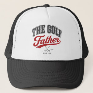 : Zwarte Rode Vintage Golf Vader Vaderdag Hoed Trucker Pet