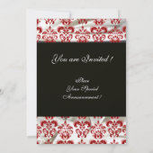 ZWARTE RODE WITTE SILK DAMASK MONOGRAM CHAMPAGNE KAART (Achterkant)