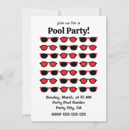 Zwarte Rode Zonnebrillen Zomer Pool Party Kaart