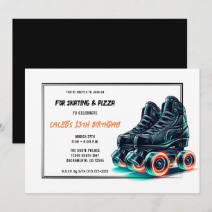 Zwarte Roller Skates Oranje Glow Verjaardagsfeestj Kaart