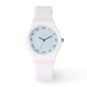 Zwarte romeinse nummers op Bleke blauwe wacnt Horloge