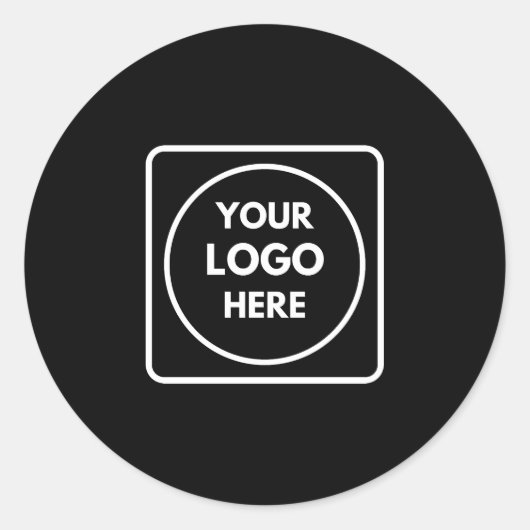 Zwarte ronde Sticker | Custom Modern Business Logo (Voorkant)