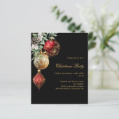 Zwarte rood gouden kerstballen Uitnodiging van het (Staand voorkant)
