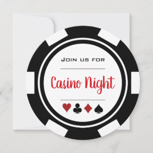 Zwarte Rood Witte Poker Chip Casino Nacht Kaart
