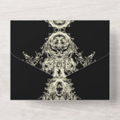 Zwarte roomgrijze skelet all in one uitnodiging (Achterkant)