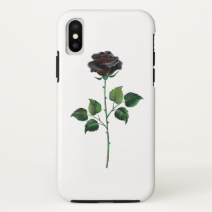 Zwarte roos bloem iPhone x hoesje